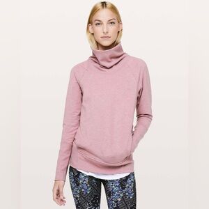 LULULEMON High Lines Pullover 4 Heathered Vintage Mauve Cowl Neck Pocket